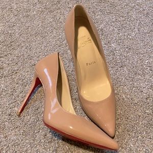 PRICE IS FIRM Christian Louboutin size 38/7 nude patent leather heels